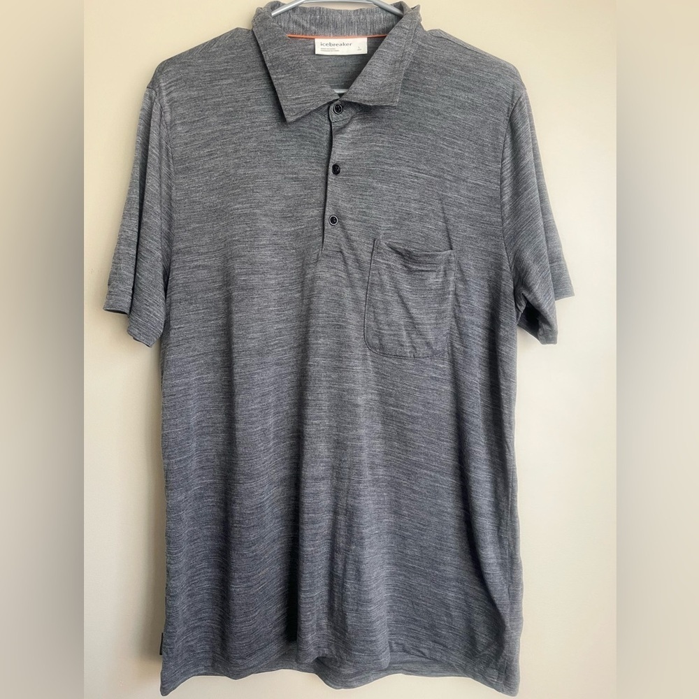 Mens Icebreaker Drayden SS Polo Size Large Merino Wool